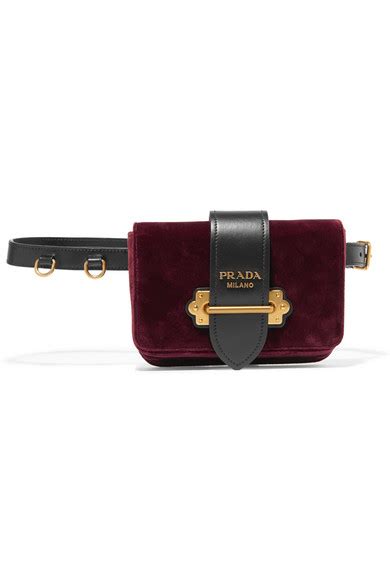 prada leather trimmed velvet belt bag|prada bum bag women's.